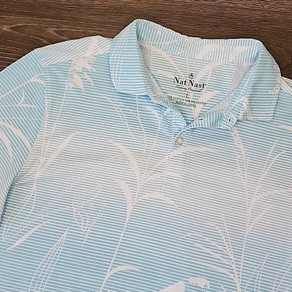 Nat Nast Luxury Collection Large Blue and White Polo Shirt - Picture 1 of 4